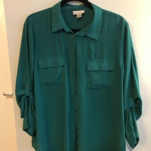 Green button up shirt